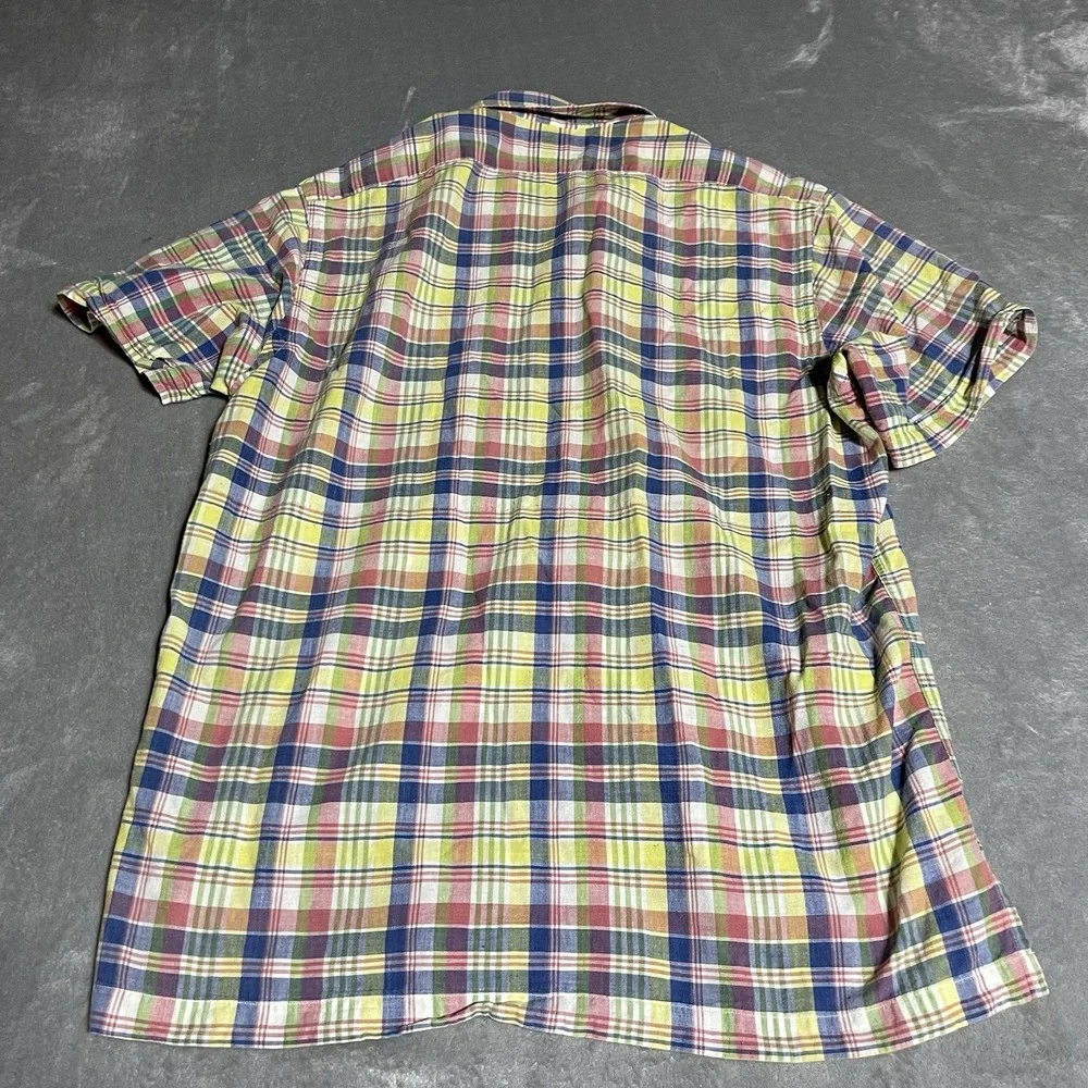 Polo Ralph Lauren Shirt Mens Large Foster Trim Fit Cotton Plaid Loop Collar‎